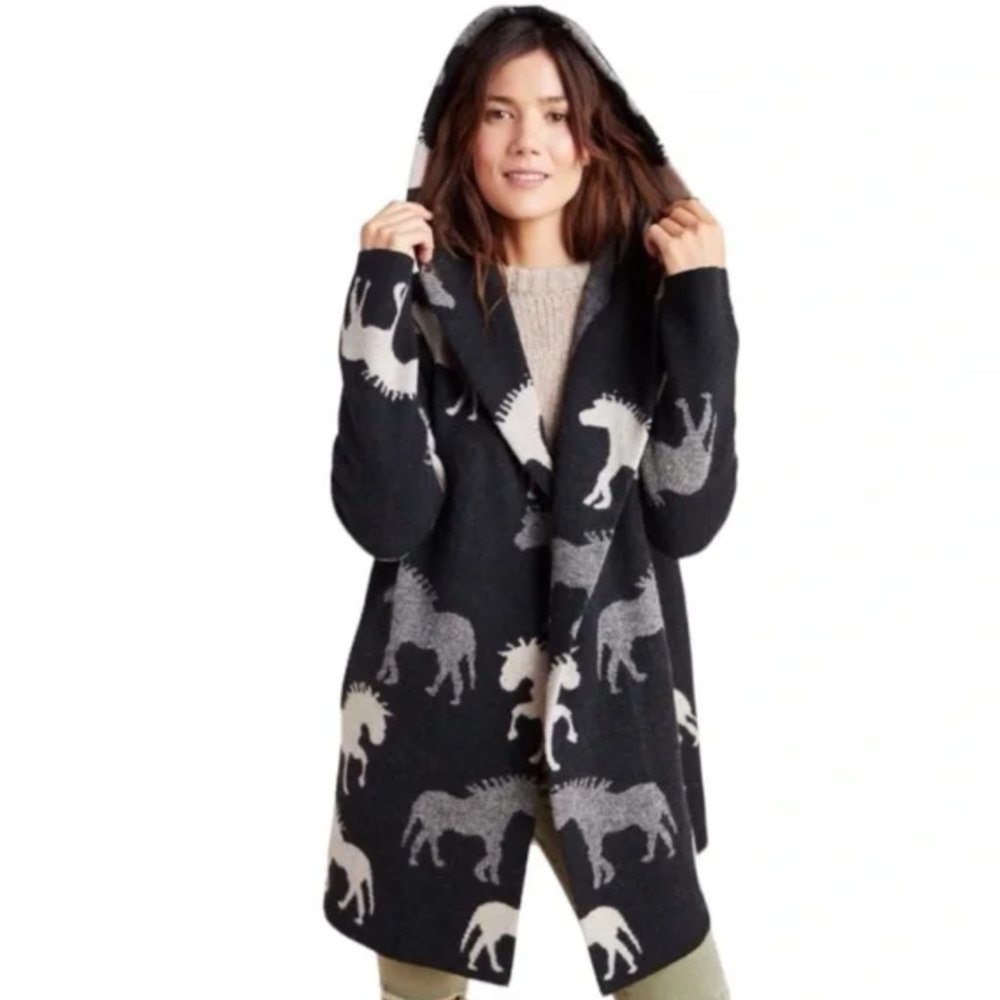 Anthropologie Field Flower Sedona Wool Horse Sweater Coat